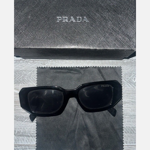 Prada PR17WS 1AB5S049 Women's Sunglasses 49 mm Black / Dark Grey Lens - Picture 1 of 4